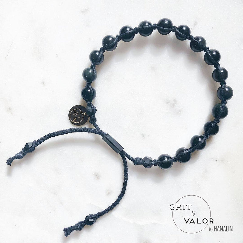 Obsidian Macrame Adjustable Bracelet