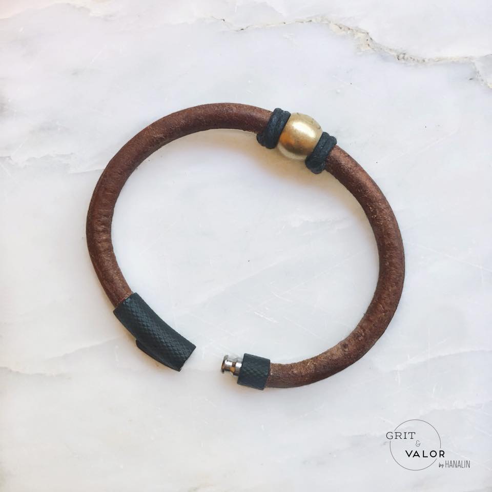 Dark Brown & Matte Black Leather Bracelet