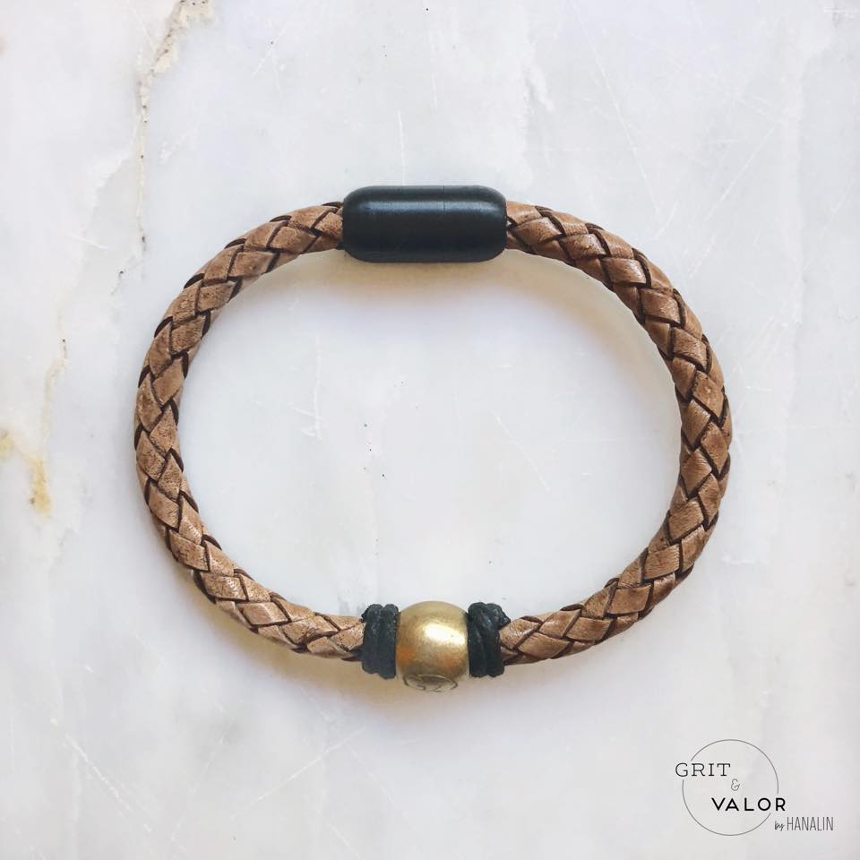 Woven Beige Leather Bracelet