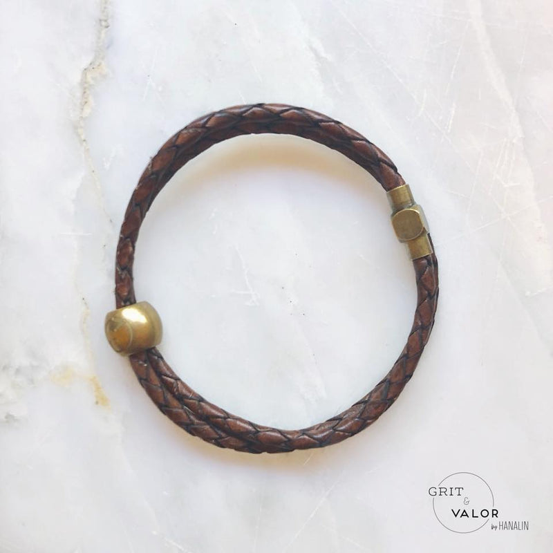 Woven Dark Brown Leather Double Wrap Bracelet