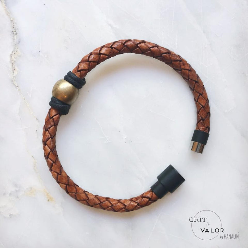 Woven Mahogany Leather Bracelet
