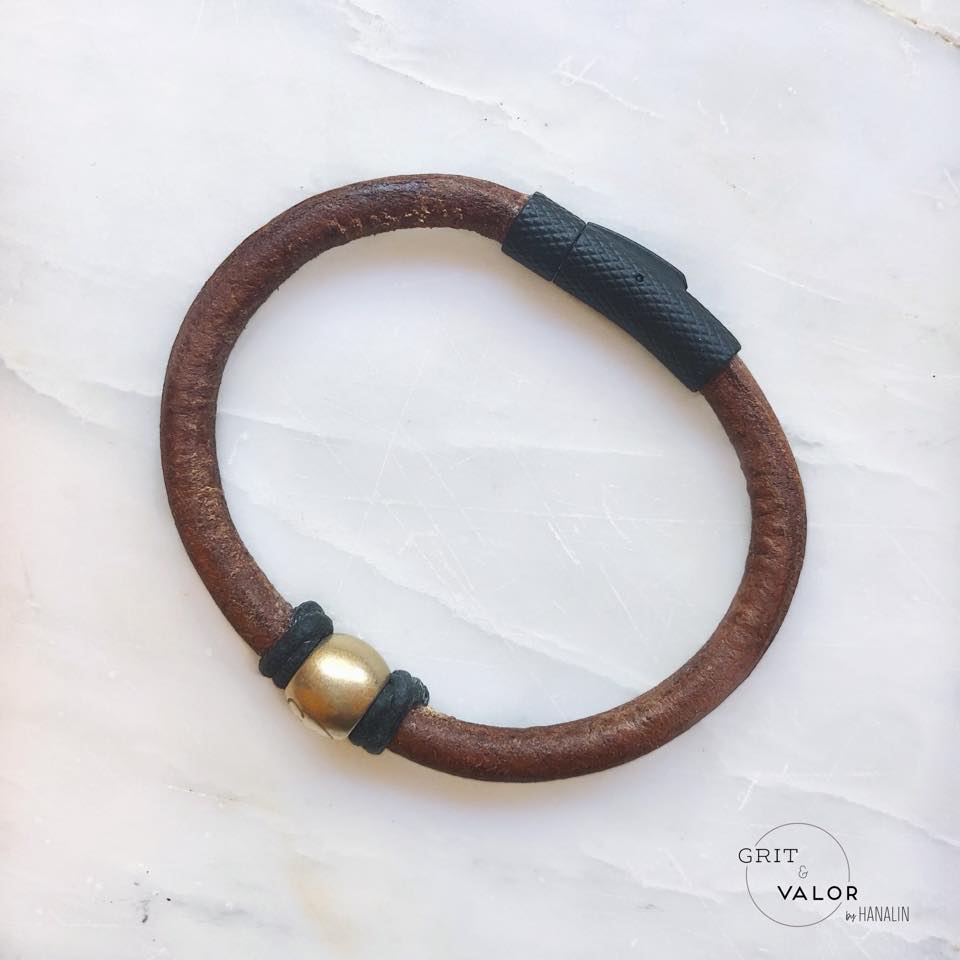 Dark Brown & Matte Black Leather Bracelet
