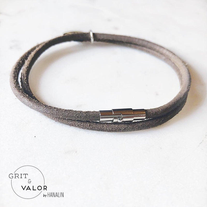 Grey Leather Double Band