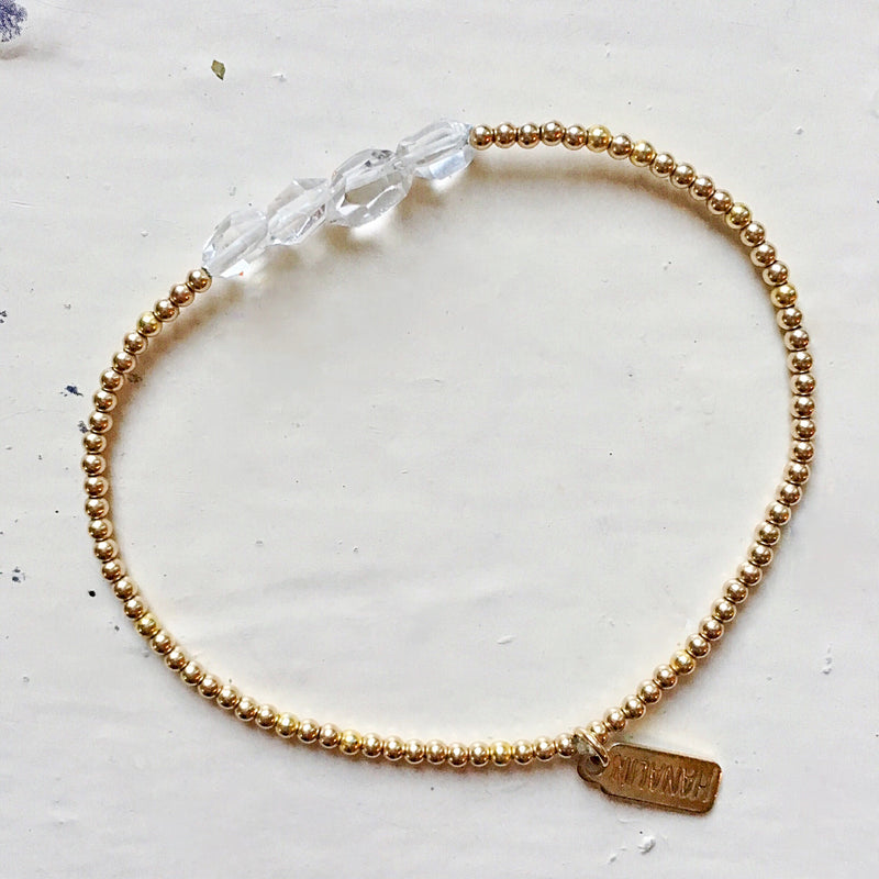 Herkimer Diamond & Gold Bracelet [elastic]