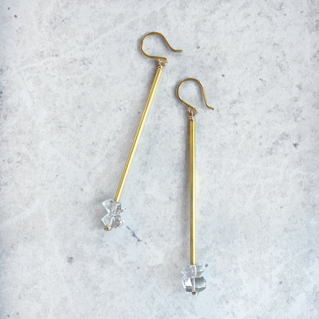 Herkimer Diamond Pendulum Earrings