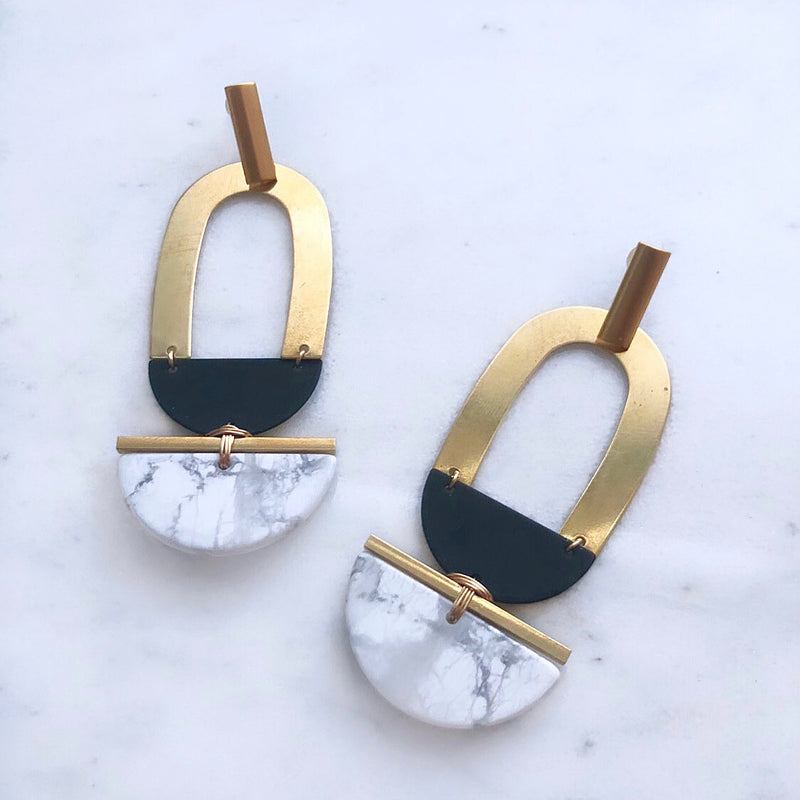 The Gold Lining In Howlite Earrings