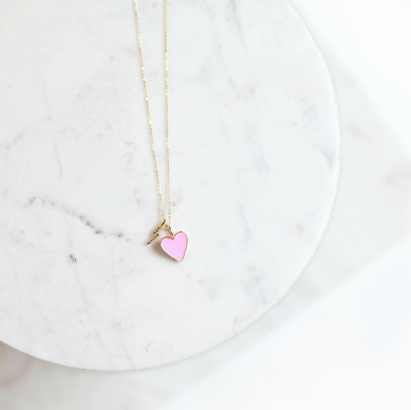 Heart Throb In Bubble Pink Necklace